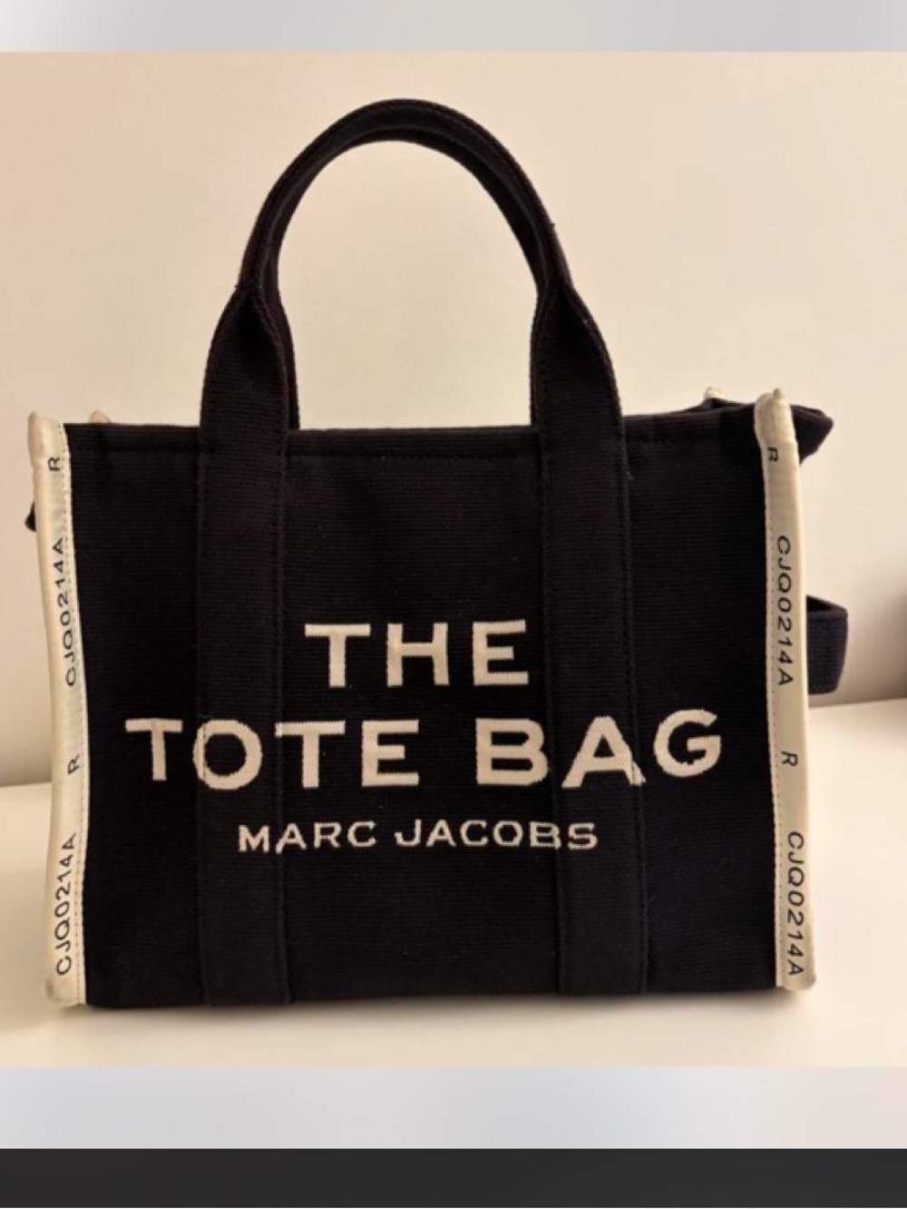 Marc Jacobs Black Canvas 'The Tote Bag' with White Logo